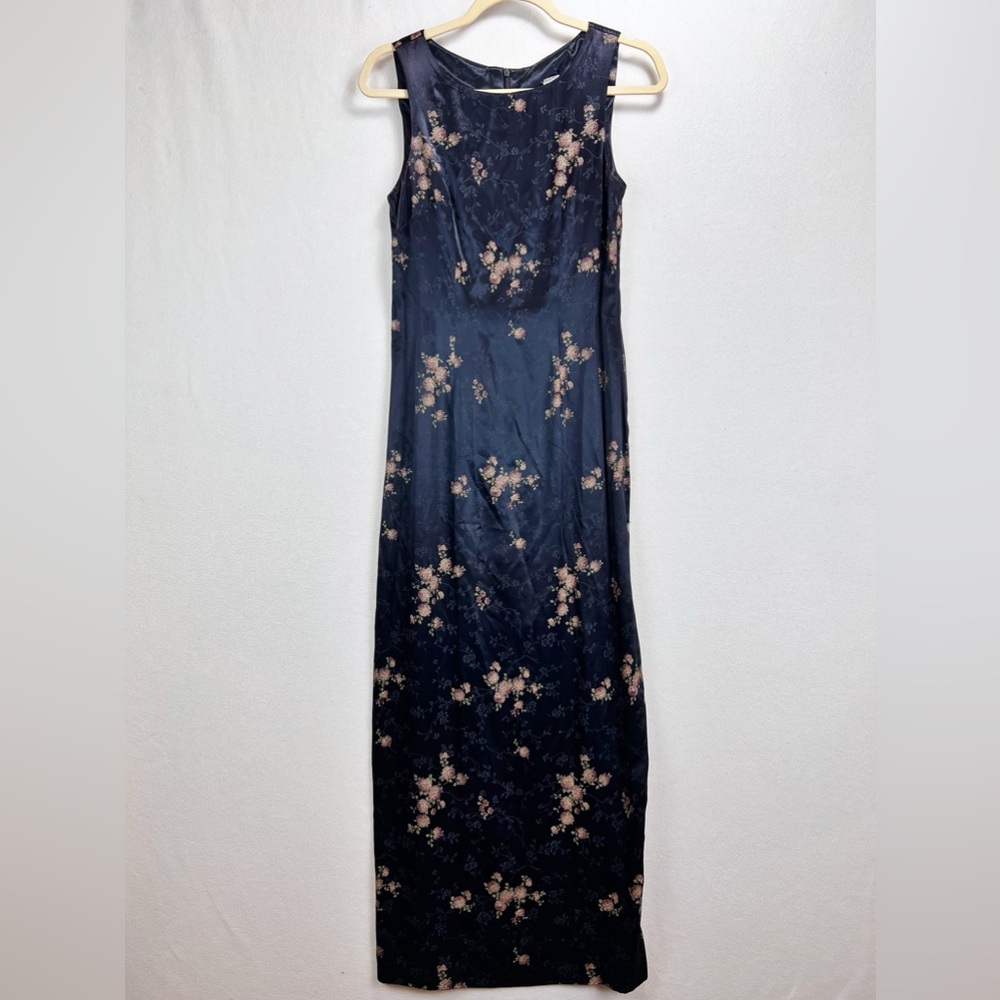Vintage Asian Print Floral Maxi Dress Size 5 Juniors Sleeveless